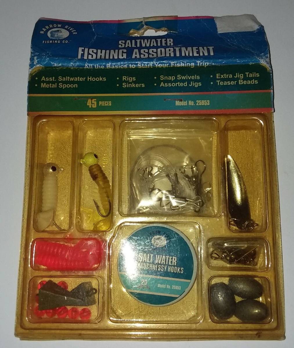 Vintage Saltwater Fishing Assortment New 45 Pieces Sealed Package