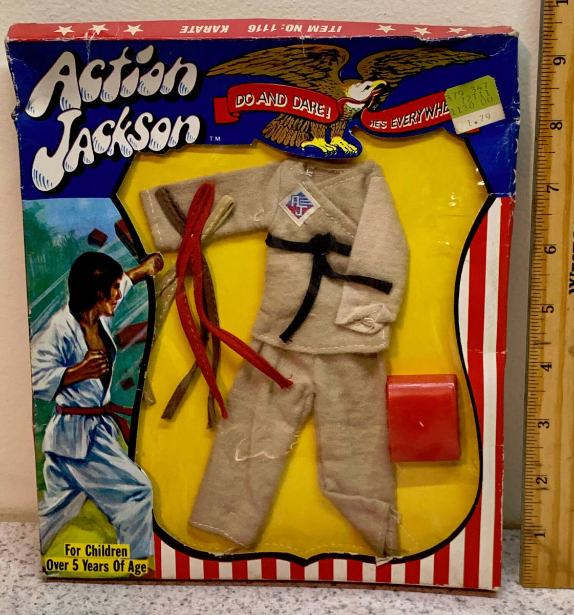 NOS Vintage 1971 Mego Action Jackson Figure Karate Kung Fu set in