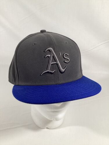 New Era Oakland A's Athletics 5950 Fitted Hat Cap Sz 8 Gray Blue 海外 即決