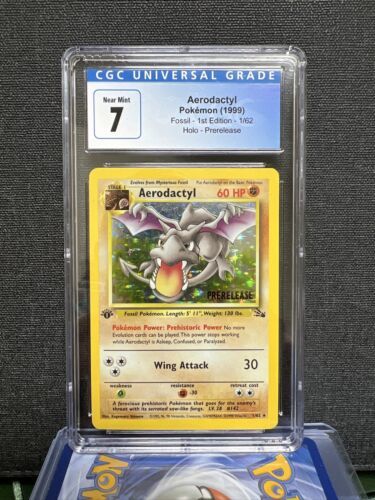 POKEMON Card FOSSIL PRE-RELEASE 1st Edition AERODACTYL #1/62 Star Rare Holo  VG