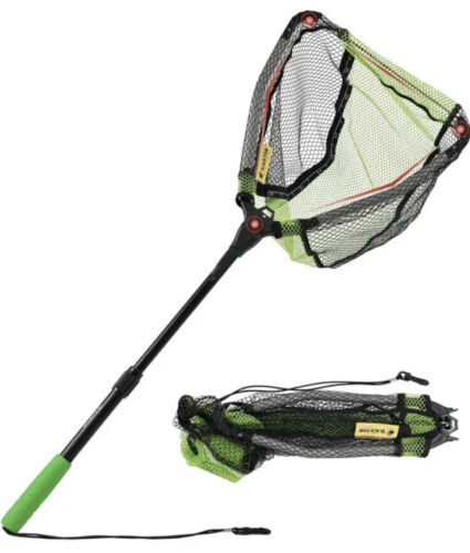 Rubber Fishing Landing Net with Retractable Aluminum Pole and