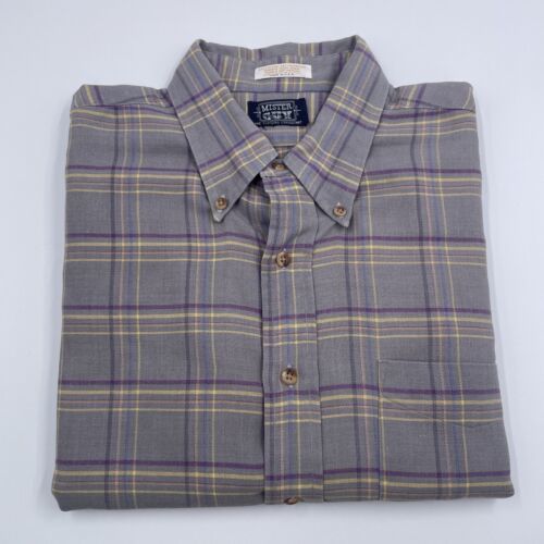 VTG Mister Guy Plaid Button Up Shirt Men´s Size L 16-16 1/2 Collar