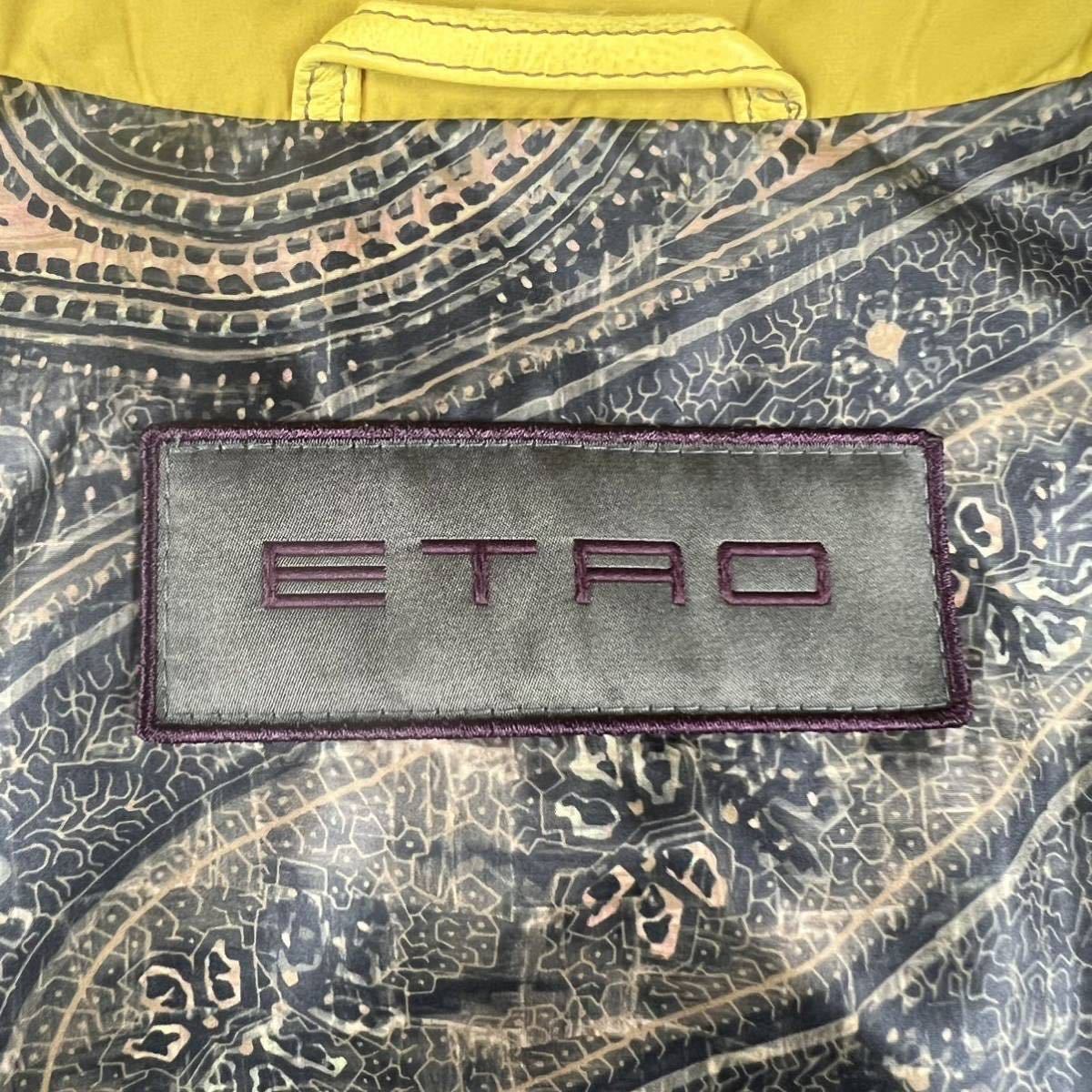 極希少L!!! エトロ『エロスの完全体』ETRO ライダースジャケット 羊革 キルティング ペイズリー柄 総柄 イタリア製 幻◎ イエロー 秋冬_画像8