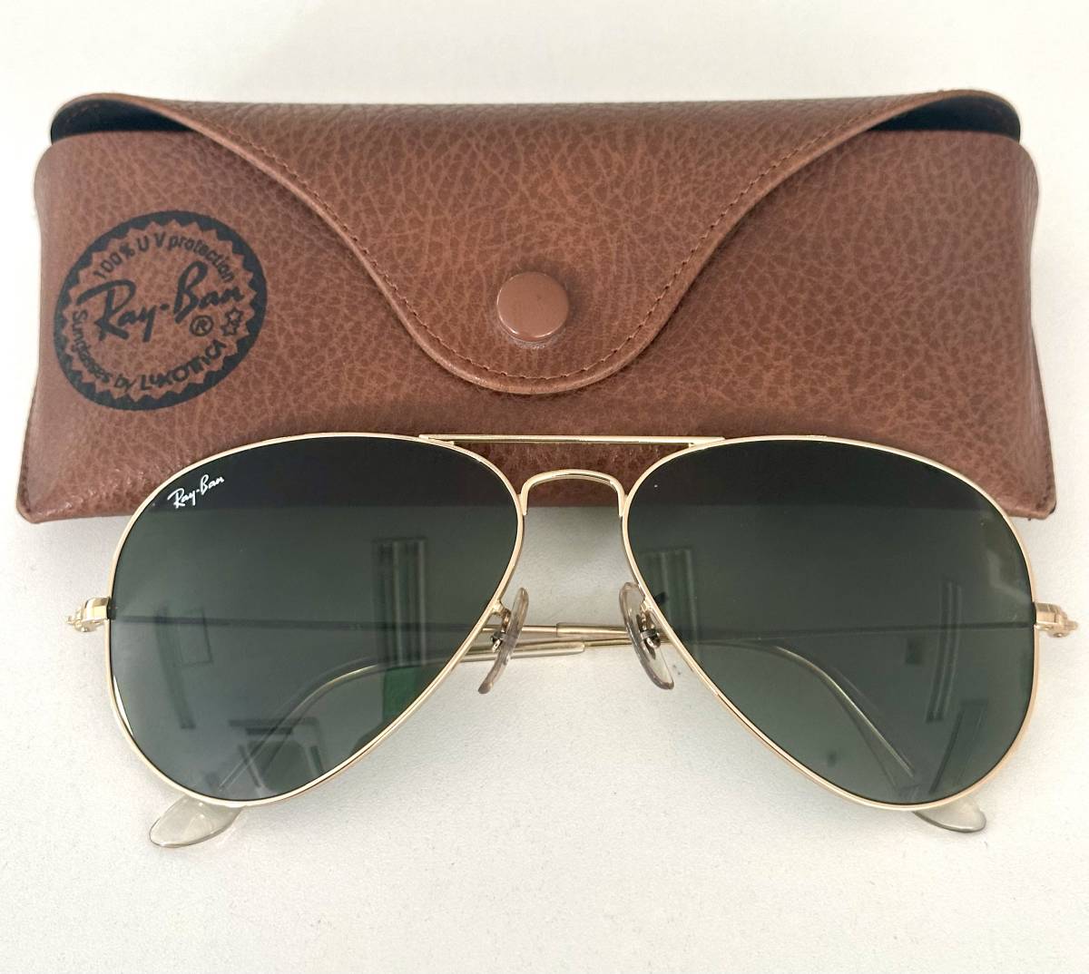 TN0511−78 2322【1円スタート】レイバン サングラス ティアドロップ アビエーターL　L0205 RB3025 ゴールド系　Ray-Ban_画像2