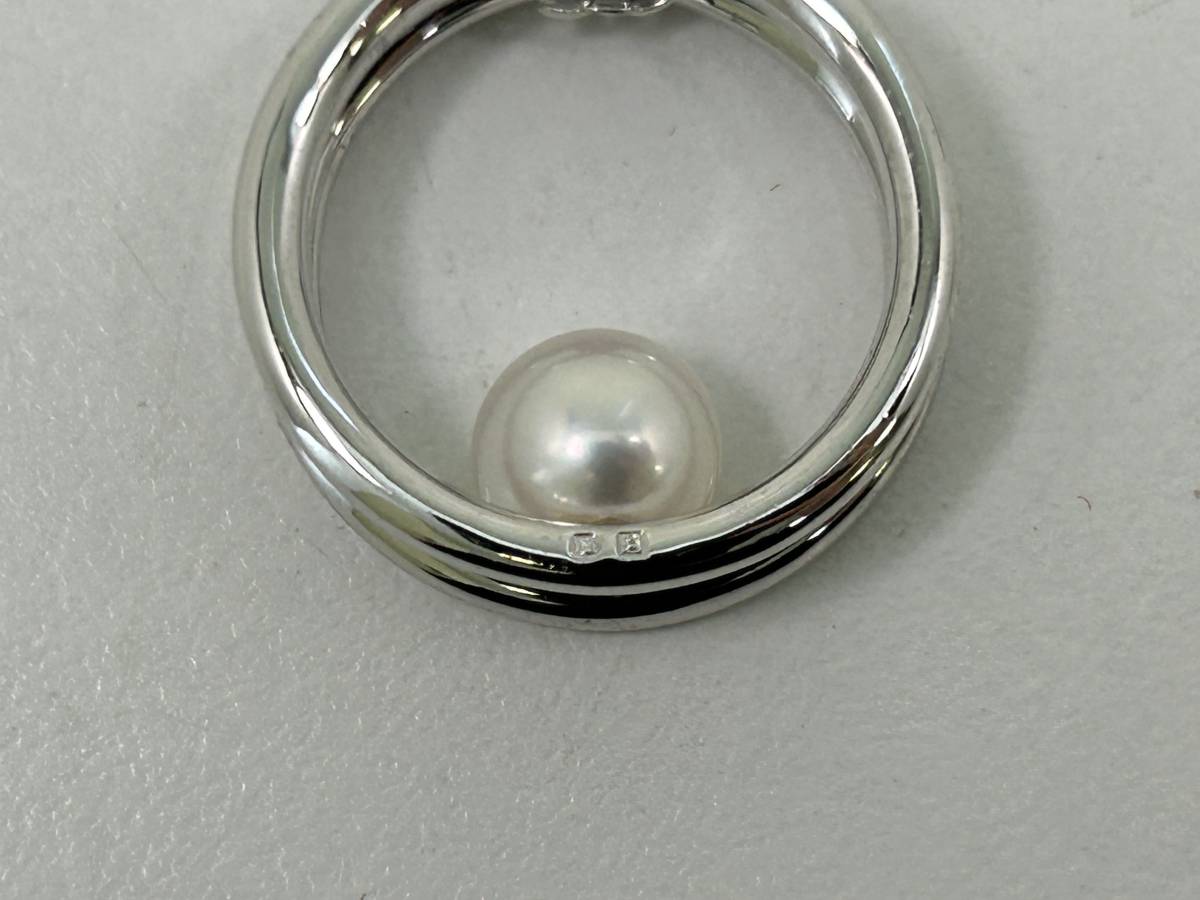 0510-281 0765【1円スタート】 ミキモト　MIKIMOTO　パールネックレス　アコヤ真珠　約：7.25mm　ペンダント　シルバーカラー　レディース_画像3