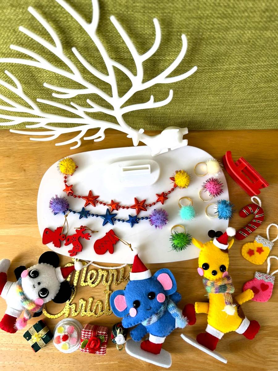 ハンドメイド*フェルト*クリスマス飾り*置き飾り*オーナメント*手作り*キリン*パンダ*ゾウ*ケーキ*そり*プレゼント*靴下_画像8