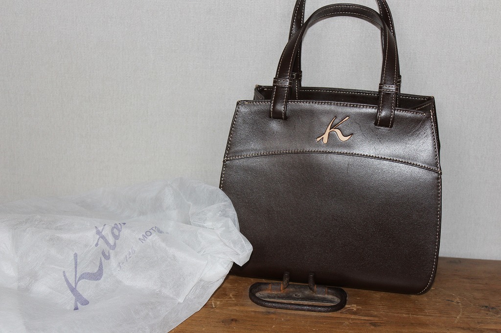  Kitamura leather bag Brown # unused storage goods!