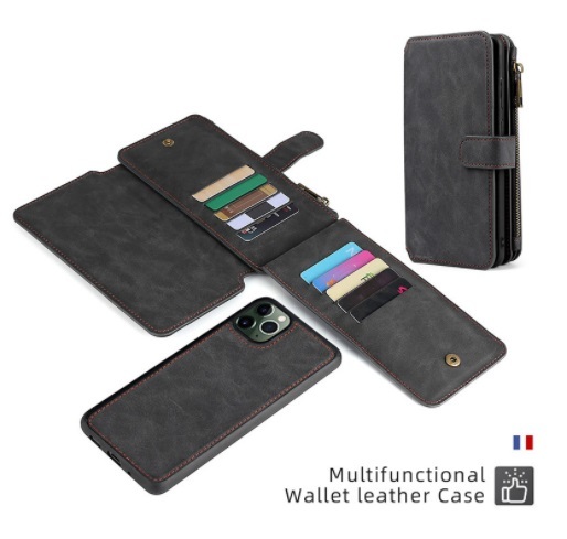 (P96) iPhone11Pro スマホ ケース カバー スタンド レザー 手帳型 カード収納 耐衝撃 マグネット アイフォン 財布 ブラック 2_画像7