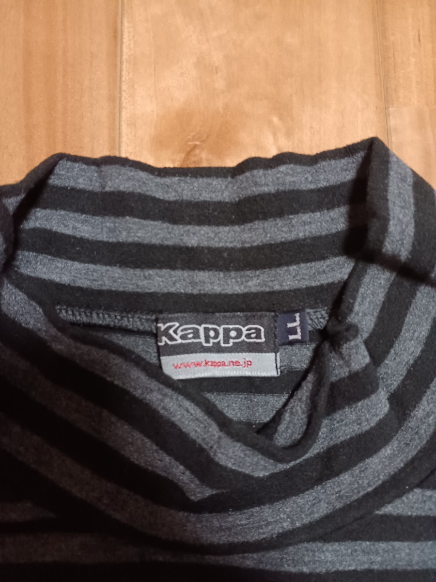 KAPPA GOLF カッパ ゴルフ タートルネック 長袖シャツ LL ブラック×グレー ボーダー_画像3