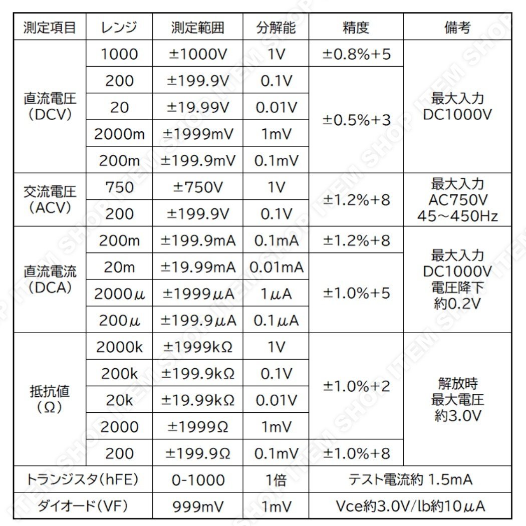 小型 デジタルテスター 電子計測器 AC/DC電圧 DC電流 抵抗 マルチメーター 測定器 高精度 DIY 直流交流 バッテリー 工具 軽量_画像4