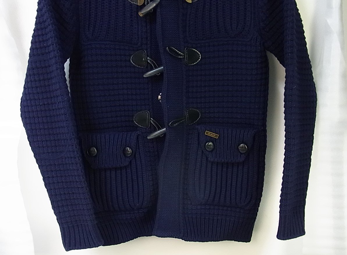 *Bark/ Burke * knitted duffle coat * navy / navy blue *XS size * Italy *Bark braided * hood * outer * casual * thick * Smart *