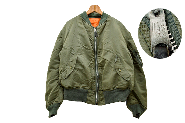 A-4440★ALPHA INDUSTRIES アルファ MIL-J-82790J★80s 90s アメリカ USA製 ヴィンテージ セージグリーン 中綿 MA-1 フライトジャケット XL_画像2