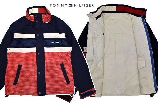 A-4454★送料無料★TOMMY HILFIGER トミーヒルフィガー★正規品 ロゴ リバーシブル 2WAY フード内蔵 マウンテン ジャケット ジャンパー Ｓ_画像1