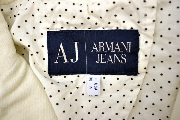 A-4460★送料無料★美品★AJ ARMANI JEANS アルマーニ ジーンズ★正規品 白 コーデュロイ ベルベット ジャケット 38_画像9