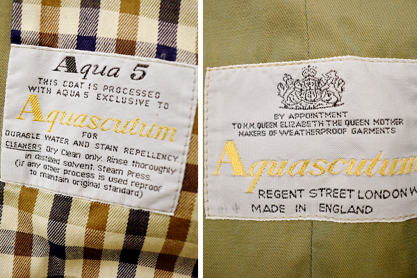 A-4472* free shipping *Aquascutum Aquascutum Aqua 5* Britain England made sphere insect khaki beige cotton trench coat M