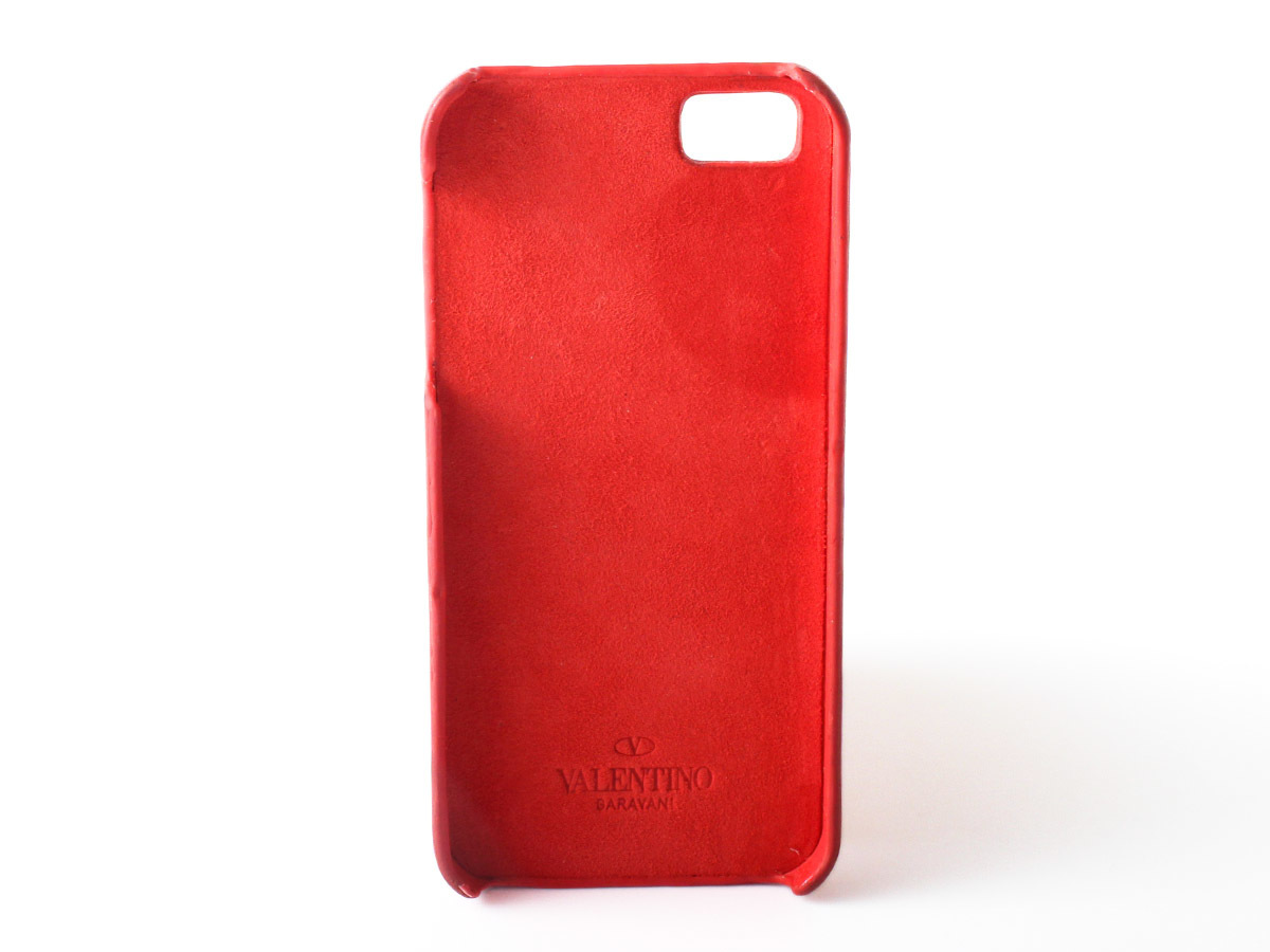 N13058 美品 VALENTINO GARAVANI ヴァレンティノ ガラヴァーニ iPhoneケース 5/5S アイフォンケース スタッズ レザー レッド 赤 スマホ_画像2
