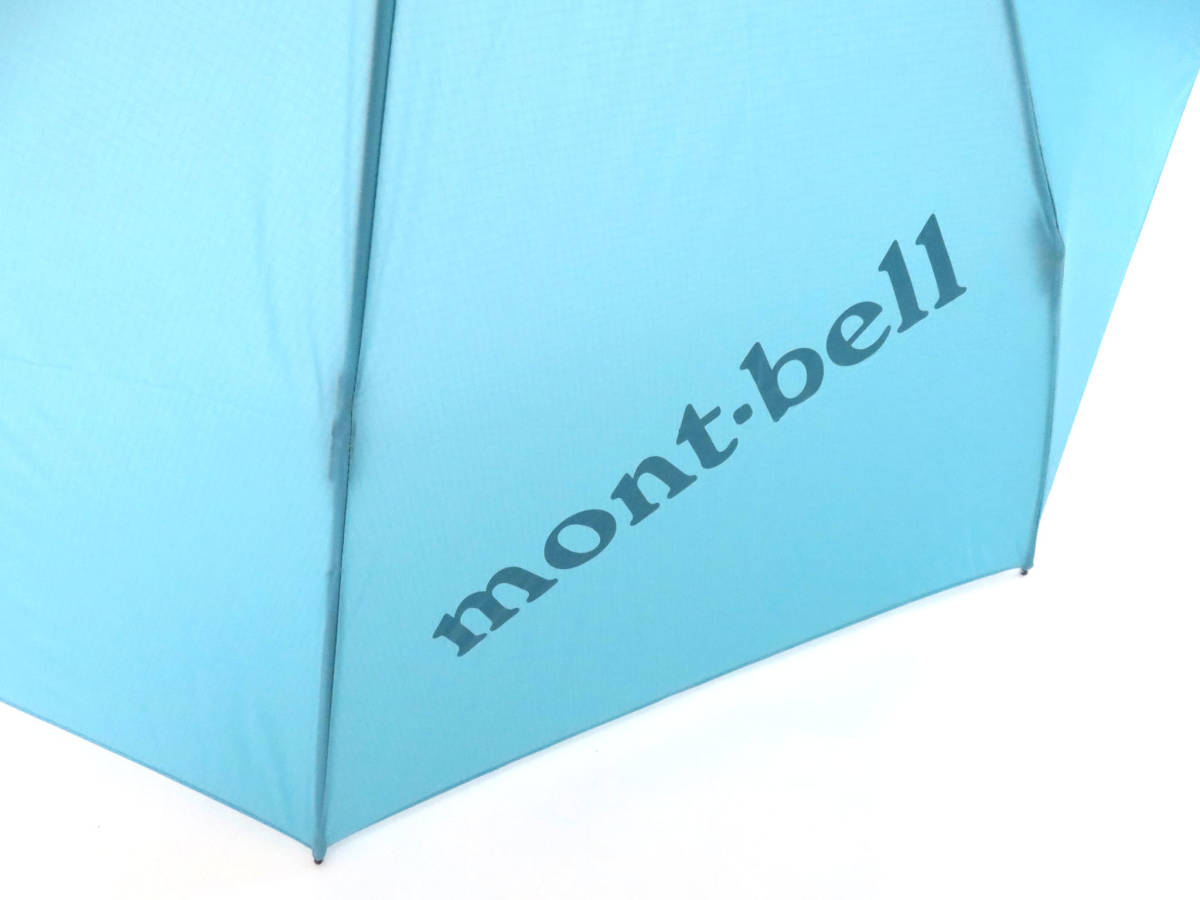 13763 新品同様 極美品 mont-bell モンベル ロゴ入り 軽量 トレッキング アンブレラ 折畳み傘 雨傘 アウトドア 青 メンズ レディース 兼用_画像4