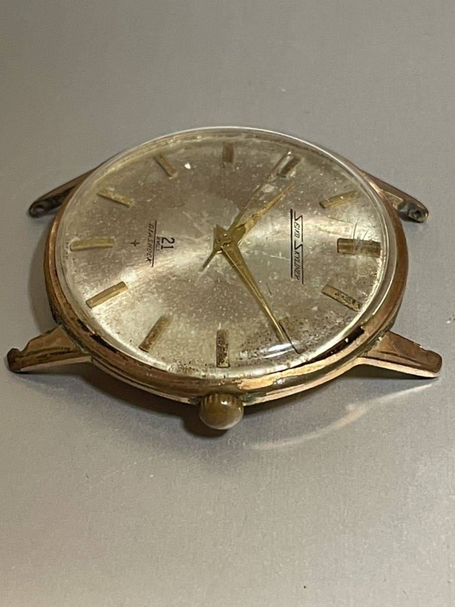 SEIKO SKYLINER 21 JEWELS 金 1962 日本電信電話公社総裁 ヴィンテージ 手巻き セイコー スカイライナー ゴールド 腕時計 レトロ_画像6
