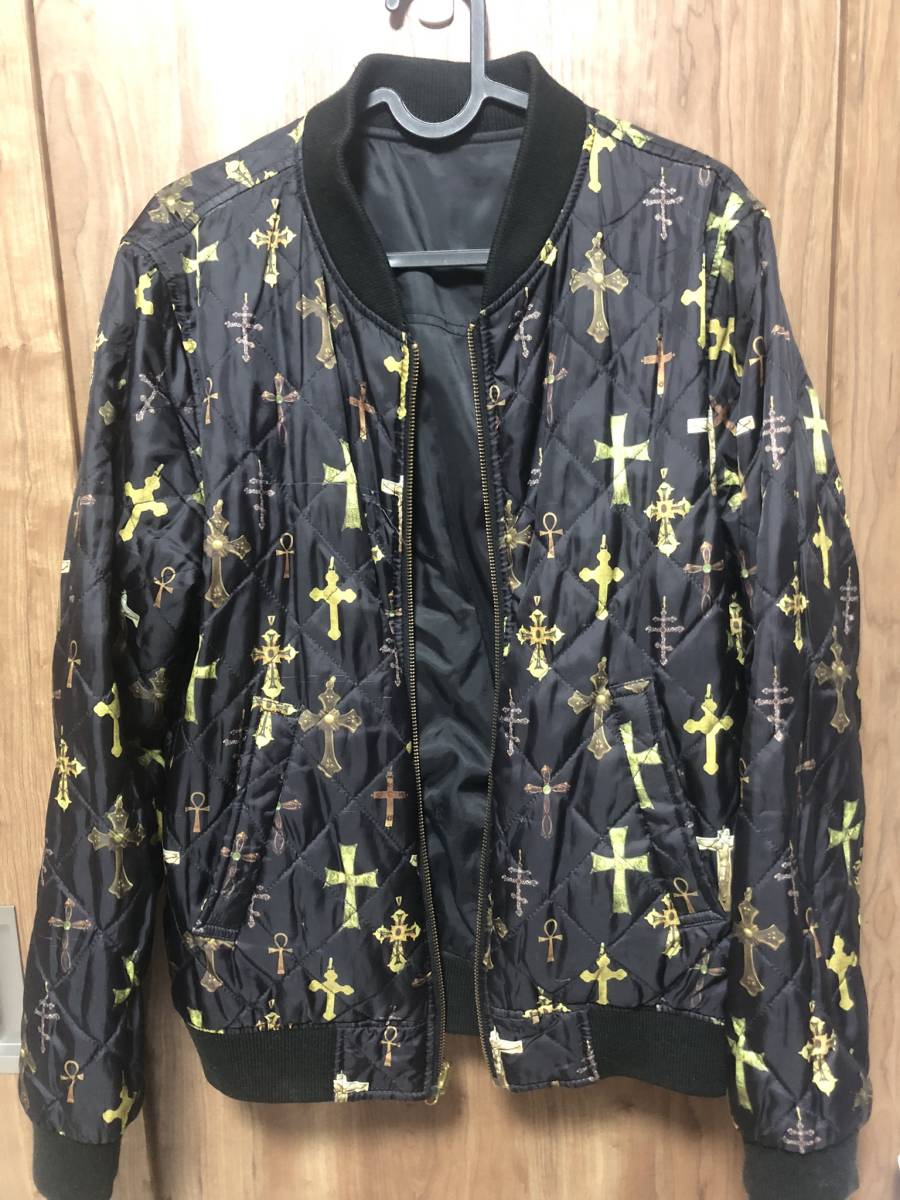 [中古] シュプリーム SUPREME 13SS　Crosses Reversible Bomber Jacket キルティングジャケット クロス柄　十字架　ブラック Black_画像2