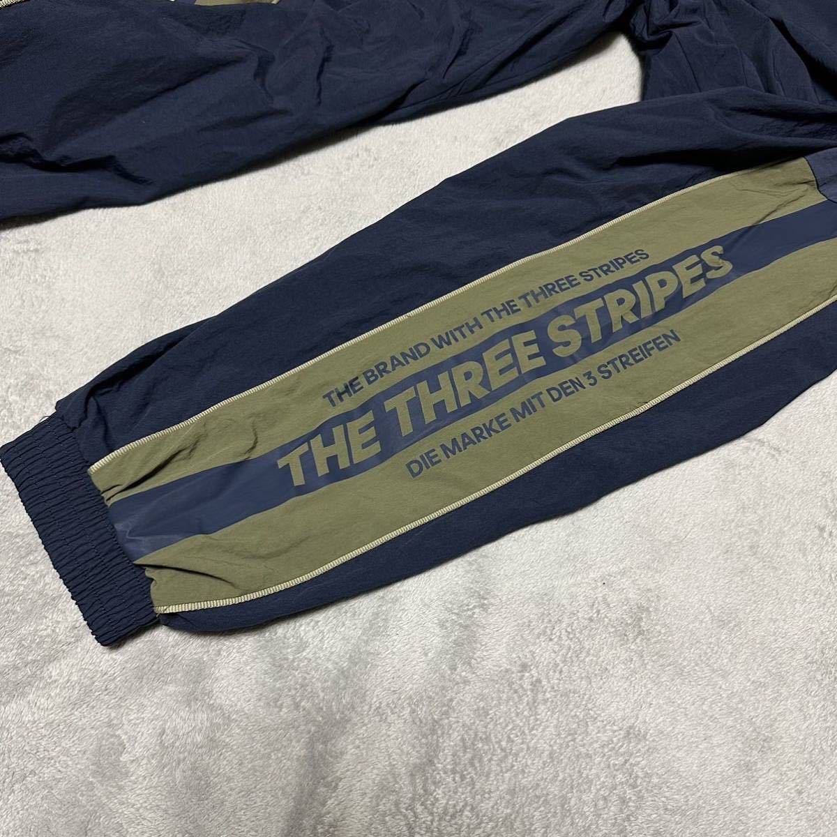 格安送料! L 新品 adidas ウーブンパンツ スリーストライプス ナイロン THE THREE STRIPES ジョガーパンツ ウィンドパンツ ネイビー 紺_画像6