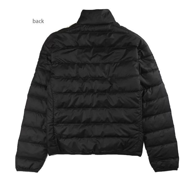 Lサイズ 新品 adidas ダウンジャケット ダウン 80% 中綿 20% ESS Down Jacket スリーストライプス アウター 軽量 細身 黒 ブラック 白 589_画像3