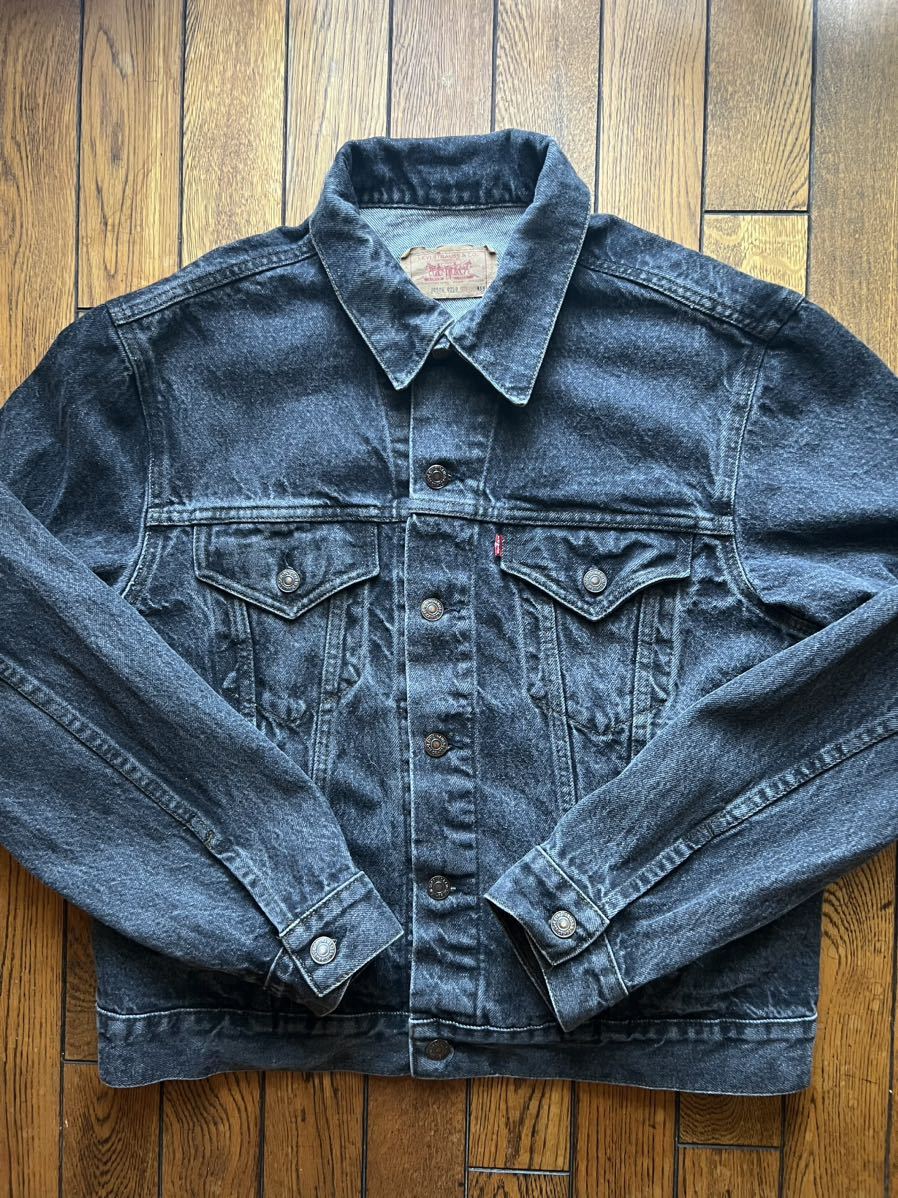 80s levis 70506-0259 先染めブラック デニム ジャケット 黒 46 XL