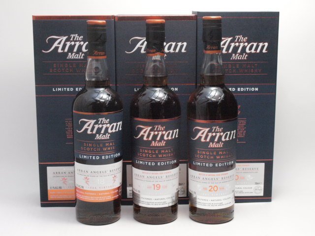 ★★The Arran Malt アランモルト エンジェルズリザーブ 18年/19年/20年 700ml 箱付 3本セット★ASH-51393/94/95_画像1