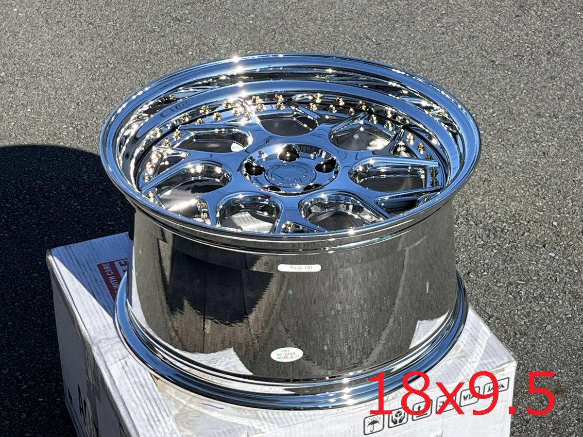 新品！Aodhan DS01 18x9.5+35 5穴 PCD100 Vacuum Chrome w/ Gold Rivets クロームメッキ Concave USDM Hellaflush_画像2