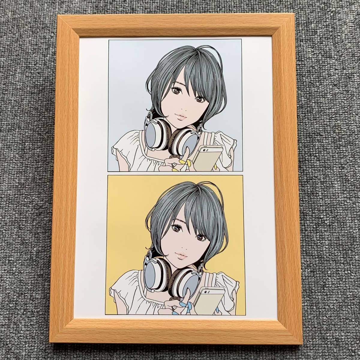 江口寿史『LISTEN TO THE MUSIC』B5サイズ 額入り 貴重イラスト 江口寿史『LISTEN TO THE MUSIC』B5サイズ 額入り 貴重イラスト