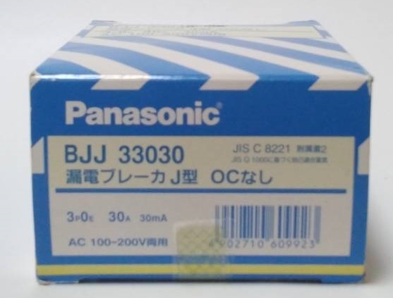 即決 パナソニック 漏電ブレーカ J型 3P0E 30A 30mA (OCなし) BJJ33030_画像1