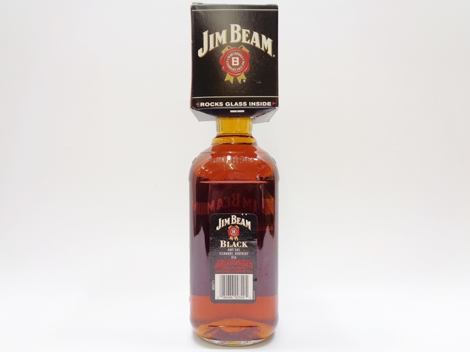 未開栓 JIM BEAM BLACK AGED 8YEARS 1000ml ロックグラス付き ウィスキー 43% Alc ジムビーム ブラック 8年 1リットル 未開封 バーボン 酒_画像2