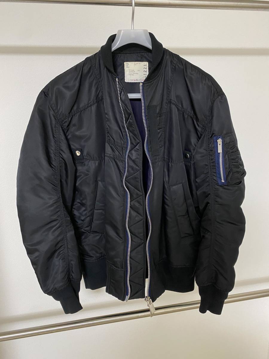 【３日間限定価格！】美品　希少　sacai MA-1 JACKET サカイ　ジャケット　ブルゾン　ブラック　サイズ1　コモリ　オーラリー　マルジェラ_画像6