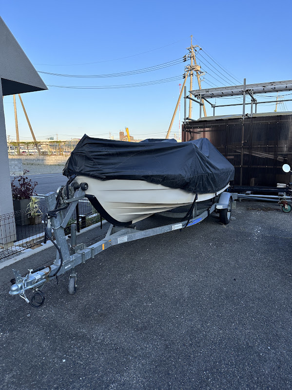 「FRPバスボート　インターセプタ―　トレーラー　フットコン　ホンダ40馬力　セット　徳島から　検索　サタン島田」の画像2