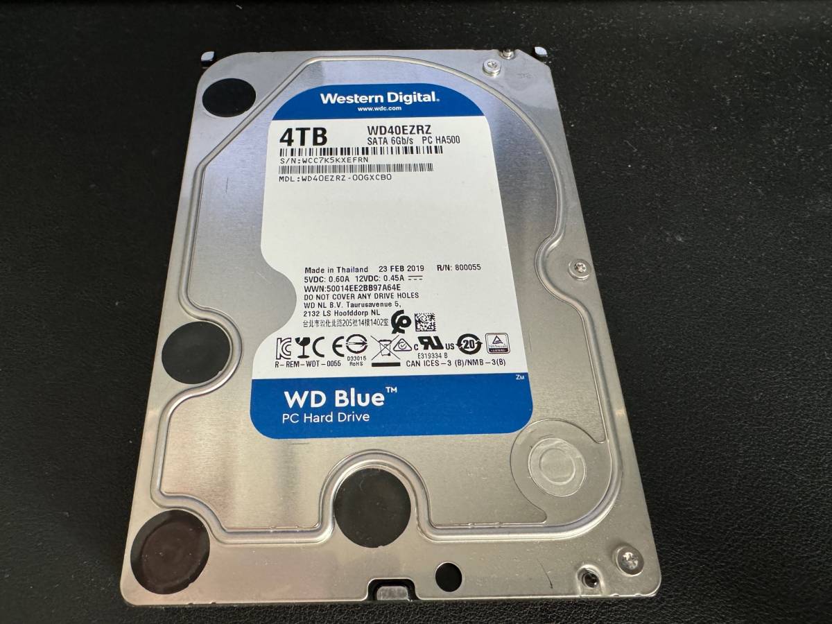 Western Digital WD Blue 4TB SATA 3.5インチ 内蔵 HDD 6Gb/s 5400rpm WD40EZRZ-00GXCB0 使用時間：116時間 電源投入回数：112回_画像1