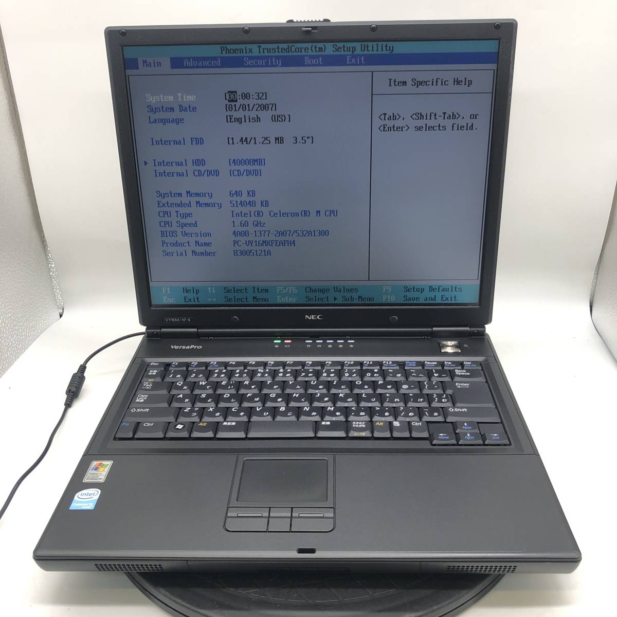 【BIOS可】 5台まとめ ジャンク NEC VersaPro VY16M/XF-4 CPU Celeron M520 RAM512MB HDD40GB 15型 中古 PC ノートパソコン 基盤 部品取り_画像6