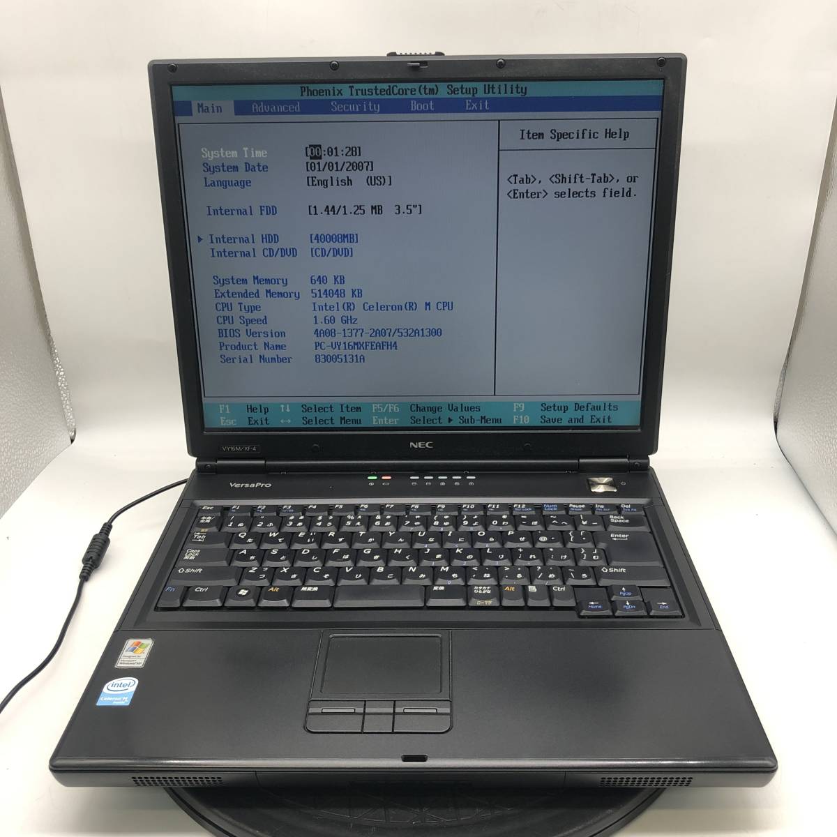 【BIOS可】 5台まとめ ジャンク NEC VersaPro VY16M/XF-4 CPU Celeron M520 RAM512MB HDD40GB 15型 中古 PC ノートパソコン 基盤 部品取り_画像2