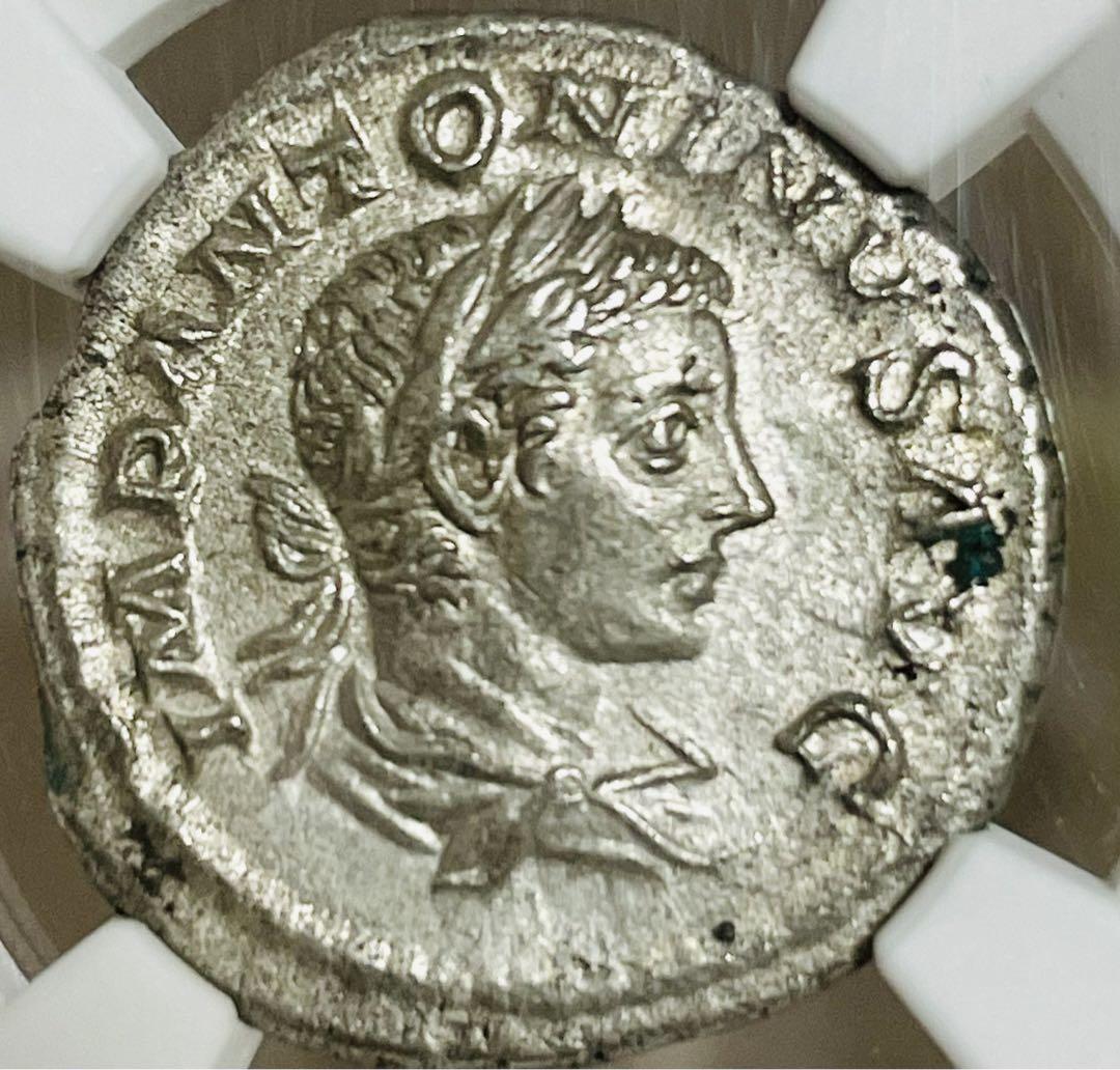 【古代ローマ帝国 デナリウス銀貨 皇帝エラガバルス 】AD218-222 NGC Ancient AU Elagabalus アンティークコイン_画像9