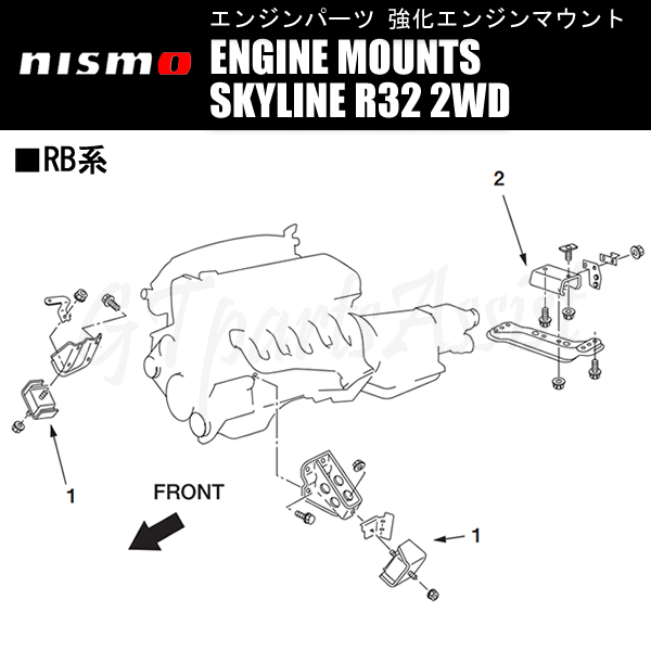 NISMO REINFORCED ENGINE MOUNTS 強化エンジンマウント1台分 11220-RS585/11320-RS585 スカイライン R32 2WD RB20(D)E(T)/RB25DE 5速AT除く_画像2