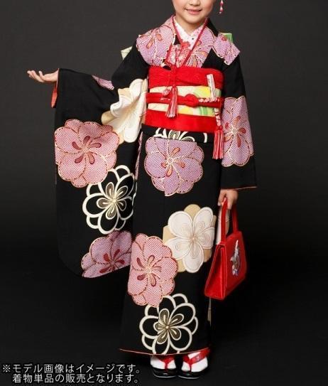 新品 紅一点 正絹 着物黒地 ねじり梅柄 長襦袢 7歳|Yahoo!フリマ(旧