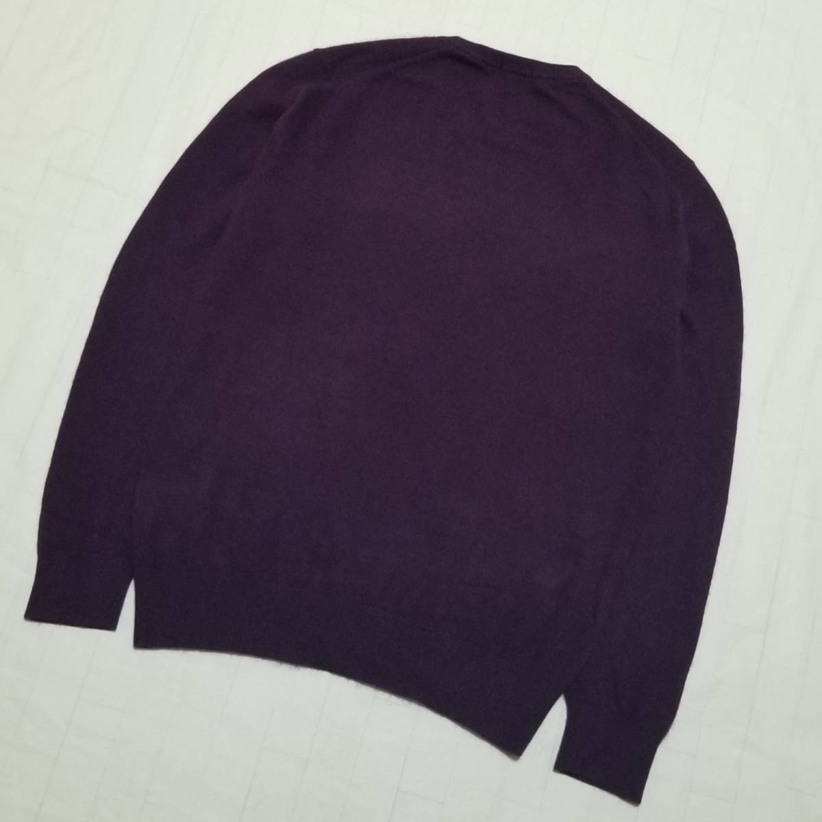 【カシミヤ100%/美品】◎ UNIQLO ユニクロ/ 長袖 カシミヤ100% クルーネック ニットセーター　SIZE： L　パープル_画像2