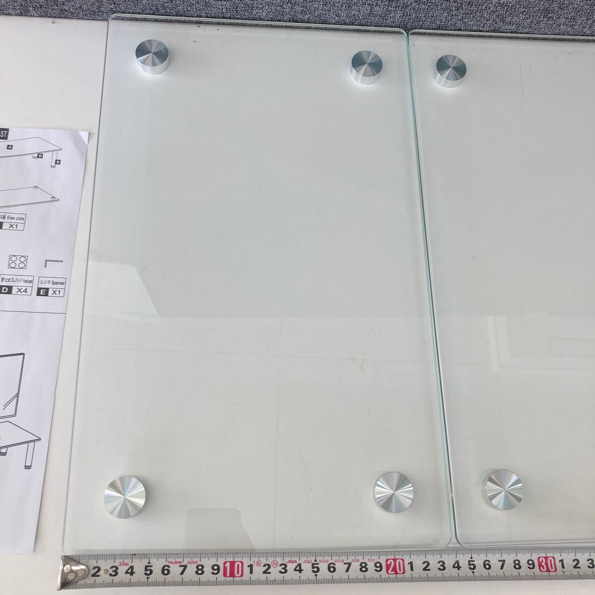 0511c2005 SKRYARD モニター台 机上台 パソコン台 幅40cm透明 強化ガラス製 2個セット ※※同梱不可※※ _画像8