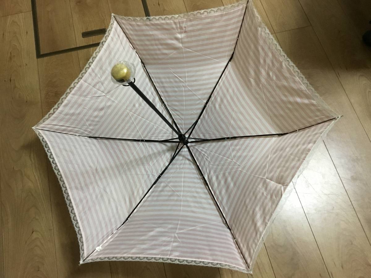 ♪未使用　タグ付き　NAKATANI 晴雨兼用　折り畳み傘　50cm 6本骨　ピンク／白♪_画像5