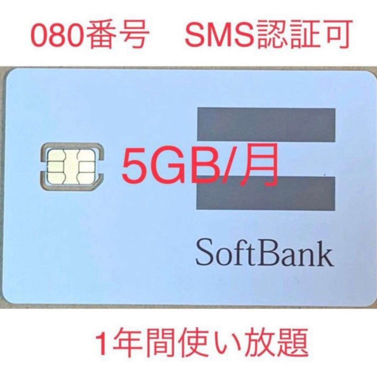 SoftBank プリペイドSIMカード 毎月5GB SMS受信可 データSIM SMS認証