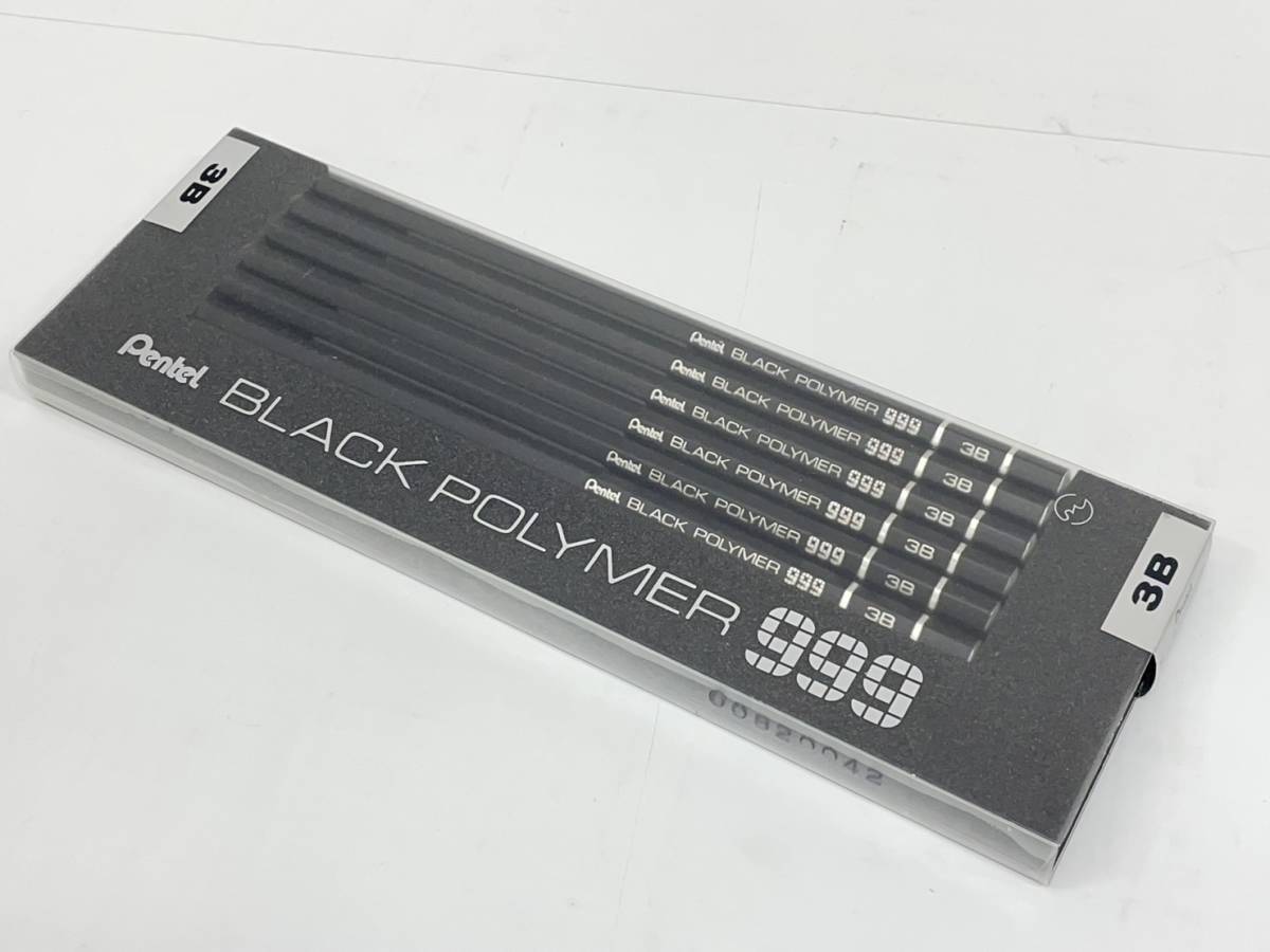 送料無料h54988 Pentel ぺんてる BLACK POLYMER ブラック ポリマー 999 3B 鉛筆 1ダース 12本入り 廃盤 文房具 レトロ 当時物 未使用