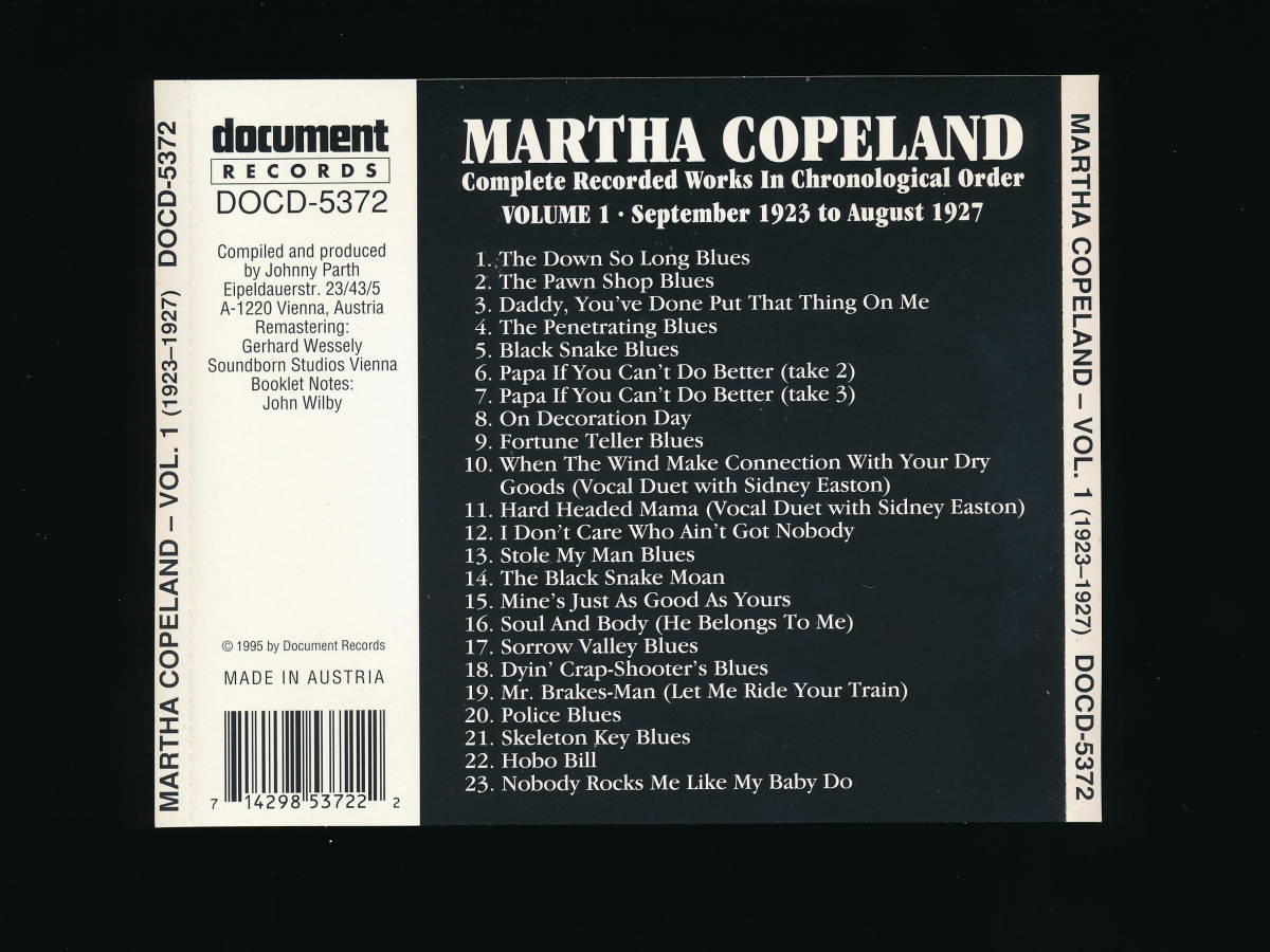 ☆MARTHA COPELAND☆VOLUME 1 (1923-1927)☆Complete Recorded Works In Chronological Order☆1995年☆DOCUMENT RECORDS DOCD-5372☆_画像6