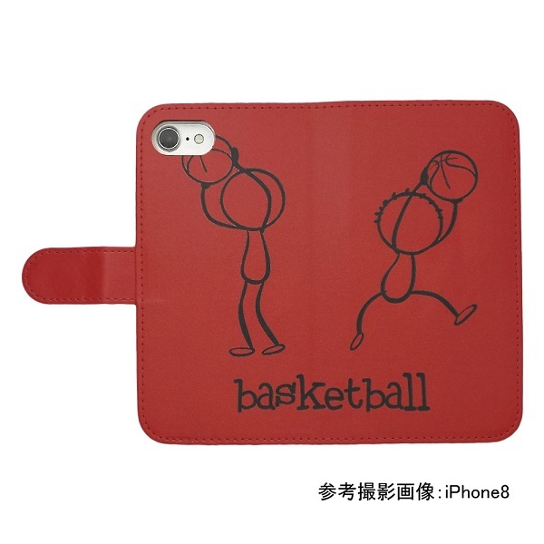 Xiaomi 13T XIG04　スマホケース 手帳型 バスケットボール 籠球 スポーツ モノトーン 棒人間 レッド_画像2