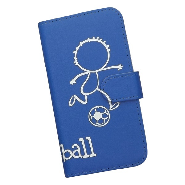 Xiaomi 13T XIG04　スマホケース 手帳型 フットボール サッカー 蹴球 スポーツ モノトーン 棒人間 ブルー_画像1