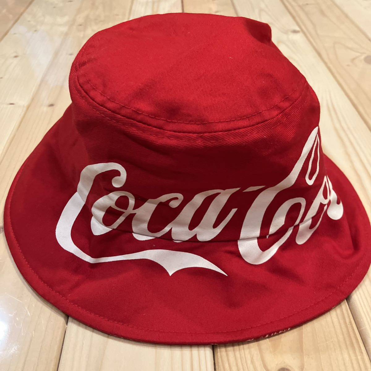 19AW Coca-Cola コカコーラ　men's ladies バケツハット　HAT ハット　帽子　レッド　size:57cm デカロゴ