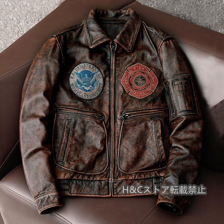 レザージャケット 上品 ユーズド加工 本革 牛革 ライダースジャケット フライトジャケット 革ジャン S~5XL