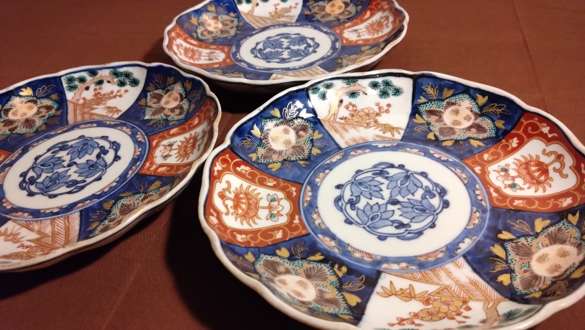 古伊万里 伊万里 色絵 金襴手 中皿 菓子皿 最上手 富貴長春 古伊万里 伊万里 色絵 金襴手 中皿 菓子皿 最上手 富貴長春